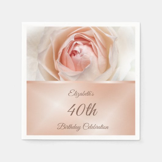 Roos Gold Rozen Birthday Servet (Voorkant)