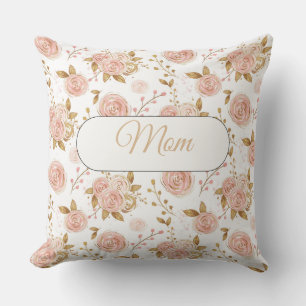 Roos Gold Rozen met Gold Leaves Pillow Kussen