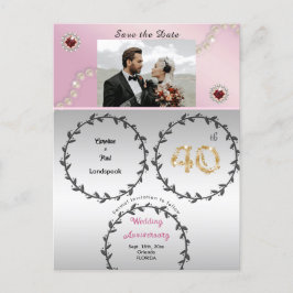 Roos Gold Ruby 40e Jubileum Save the Date Briefkaart