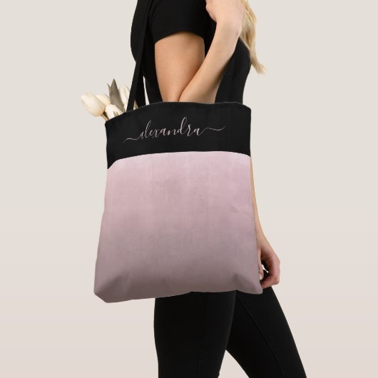 Roos Gold rustieke ombre elegant gepersonaliseerd Tote Bag (Dichtbij)