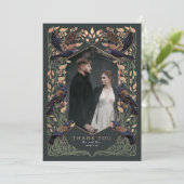 Roos Gold Sage Betoverde Gotische Raven Wedding Bedankkaart (Staand voorkant)