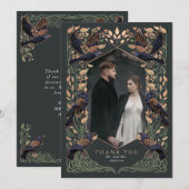 Roos Gold Sage Betoverde Gotische Raven Wedding Bedankkaart (Voorkant / Achterkant)