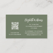 Roos Gold Sage Green Line Art Floral | QR-code Visitekaartje (Achterkant)