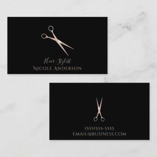 Roos Gold Salon Hair Stylist schaar elke kleur Visitekaartje (Voorkant / Achterkant)