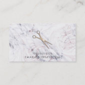 Roos Gold Salon Hair Stylist Scissors & Marble Visitekaartje (Achterkant)