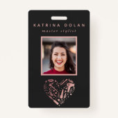 Roos Gold Salon Heart Photo Hair Stylist Badge (Voorkant)