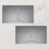 Roos Gold Salon Stylist Schaar Grijs Glitter Visitekaartje (Voorkant / Achterkant)