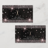 Roos Gold Salon Stylist Scissors Pink Sequin Visitekaartje (Voorkant / Achterkant)