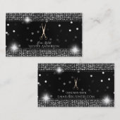 Roos Gold Salon Stylist Scissors Silver Sequin Visitekaartje (Voorkant / Achterkant)