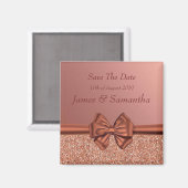 Roos Gold Satin Bow - Sla de datum op Magneet (Voorkant / Achterkant)