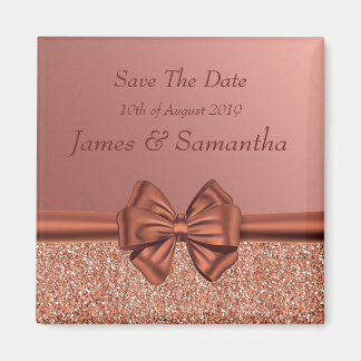 Roos Gold Satin Bow - Sla de datum op Magneet