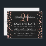 Roos Gold Save Date 21st Birthday Confetti Black Save The Date<br><div class="desc">Het elegante "21st Birthday Party"-ontwerp met Roos Gold Faux Glitter Confetti Black en tekst op maat en details. Eenvoudig te gebruiken en eenvoudig aan te passen. Bestel vandaag nog!</div>