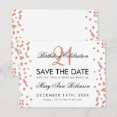 Roos Gold Save the Date 21st Birthday Confetti (Voorkant / Achterkant)