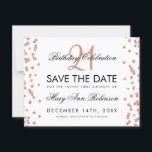 Roos Gold Save the Date 21st Birthday Confetti<br><div class="desc">Elegant "21st Birthday Party"-ontwerp met Roos Gold Faux Glitter Confetti White en aangepaste naam en tekst met details. Eenvoudig te gebruiken en eenvoudig aan te passen. Bestel vandaag nog!</div>