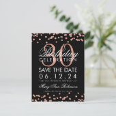 Roos Gold Save the Date Birthday Confetti Black (Staand voorkant)