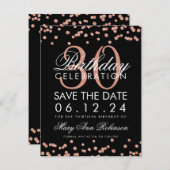 Roos Gold Save the Date Birthday Confetti Black (Voorkant / Achterkant)