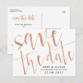 Roos Gold Save the Date Briefkaart Rustic (Voorkant / Achterkant)