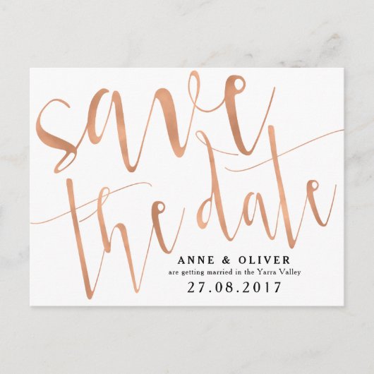 Roos Gold Save the Date Briefkaart Rustic (Voorkant)