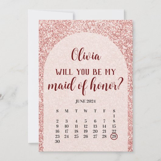 Roos Gold Save The Date Maid Maid of Honor proposa Kaart (Voorkant)