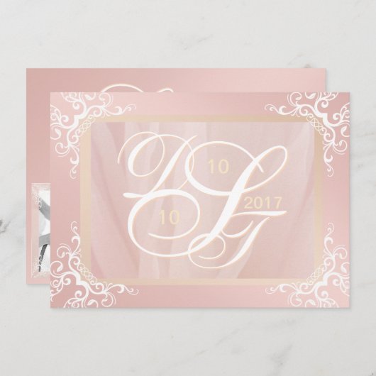 Roos Gold Save the Date Monogram (Voorkant / Achterkant)