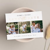 Roos Gold Save the Date Photo Collage Folie Uitnodiging