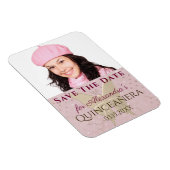 Roos Gold Save the Date Quinceanera Photo Magneet (Rechterzijde)