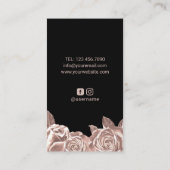 Roos Gold Scissor & Flowers Hair Stylist Salon Visitekaartje (Achterkant)