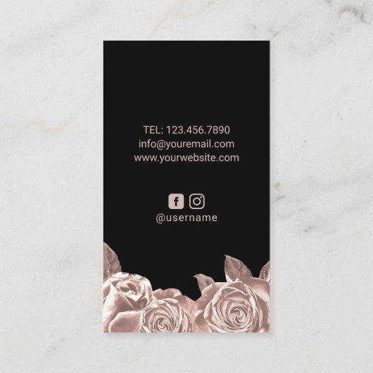 Roos Gold Scissor & Flowers Hair Stylist Salon Visitekaartje (Achterkant)