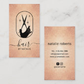 Roos Gold Scissor & Hand Logo Hair Stylist Salon Visitekaartje (Voorkant / Achterkant)