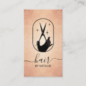 Roos Gold Scissor & Hand Logo Hair Stylist Salon Visitekaartje (Voorkant)