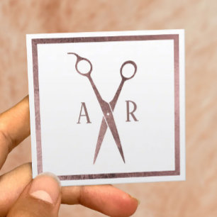 Roos Gold Scissor Logo minimalistische haarlijst Vierkante Visitekaartje