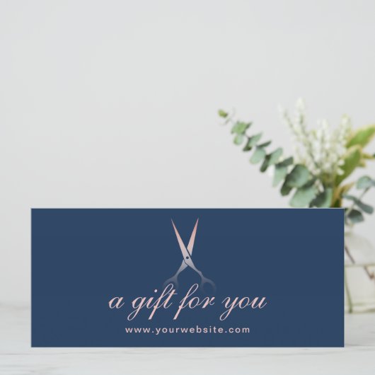 Roos Gold Scissor Navy Blue Hair Cadeaubonnen (Staand voorkant)