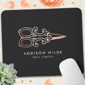  Roos Gold Scissors Hair Stylist Logo Muismat