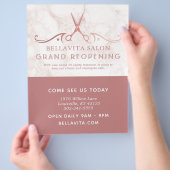 Roos Gold Scissors Marble Salon Covid ReOpening Flyer (Hand)