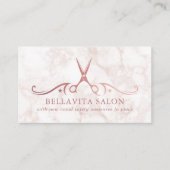 Roos Gold Scissors Marble Salon Covid Safety Visitekaartje (Voorkant)