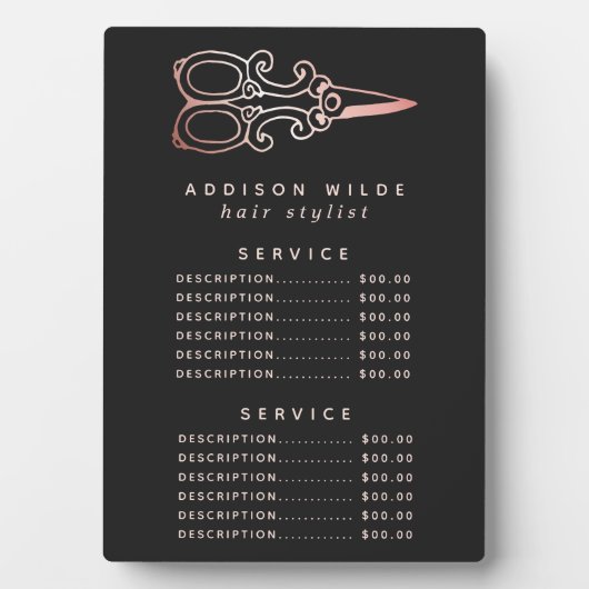 Roos Gold Scissors - Prijsmenu Fotoplaat (voorkant)