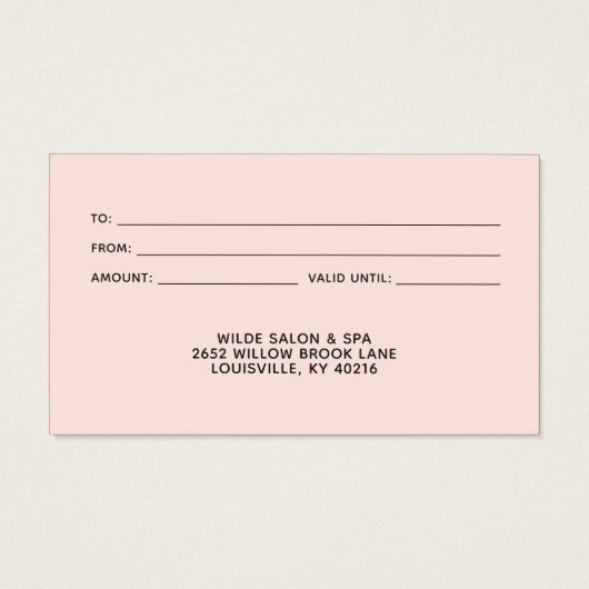 Roos Gold Scissors Salon Gift Kaart (Achterkant)