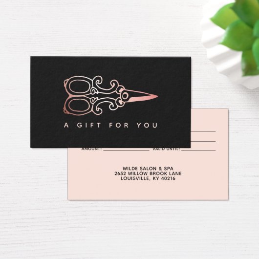  Roos Gold Scissors Salon Gift Kaart (Bureau)