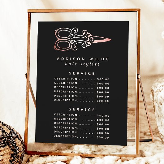 Roos Gold Scissors Salon Service Price Menu