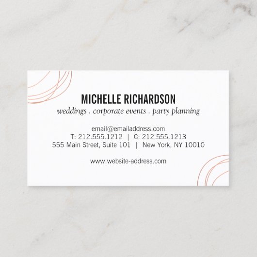 Roos Gold Scribble met Bold Text Abstract Design Visitekaartje (Achterkant)