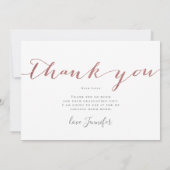 Roos Gold Script 3 Foto Afstuderen Hartelijk dank Bedankkaart (Achterkant)