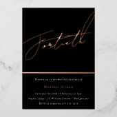 Roos Gold Script 40th Birthday Party Folie Uitnodiging (Voorkant)