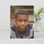 Roos Gold Script Afstuderen 1-fotograafpartij Kaart (Staand voorkant)