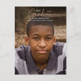 Roos Gold Script Afstuderen Casual foto-Afstuderen Briefkaart
