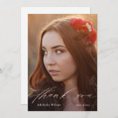 Roos Gold Script Afstuderen Hartelijk dank met fot Bedankkaart (Voorkant / Achterkant)