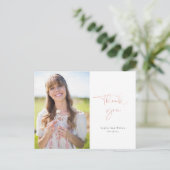 Roos Gold Script Afstuderen Hartelijk dank met fot Briefkaart (Staand voorkant)