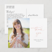 Roos Gold Script Afstuderen Hartelijk dank met fot Briefkaart (Voorkant / Achterkant)