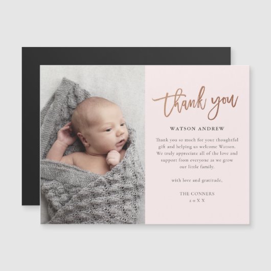 Roos Gold Script Baby Hartelijk dank Magnetische K (Voorkant / Achterkant)