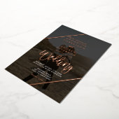 Roos Gold script bijt chic bruiloft 2 foto's Folie Uitnodiging (Gedraaid)