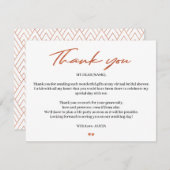 Roos Gold Script Bruids Virtual Shower Dank u Bedankkaart (Voorkant / Achterkant)